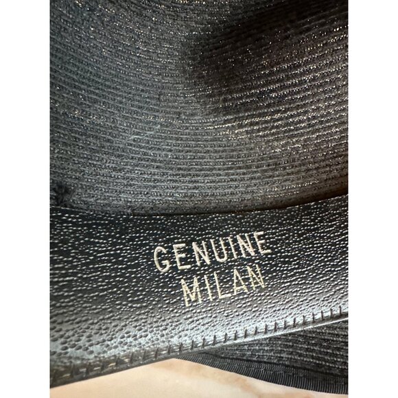 Vintage Worth Hoats Genuine Milan Straw Fedora Hat Black 7 1/4 - Picture 5 of 5